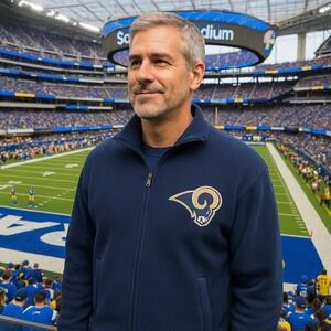 NFL Team Apparel G-III Los Angeles Rams Waffle Knit Full Zip Fleece Jacket XL...